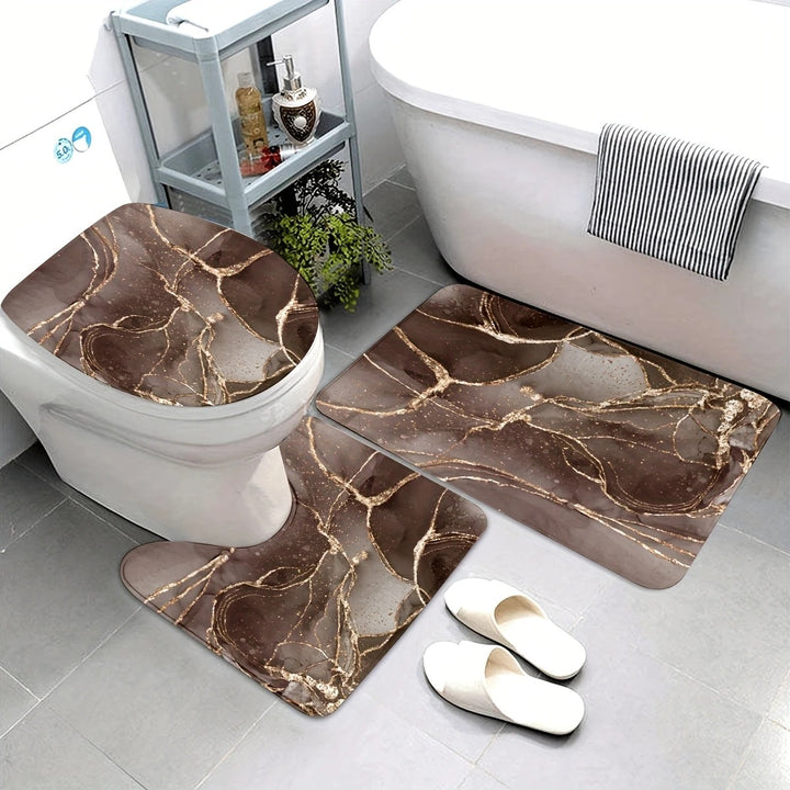 Artistic Marble Print Bath Mat Set Kalsten