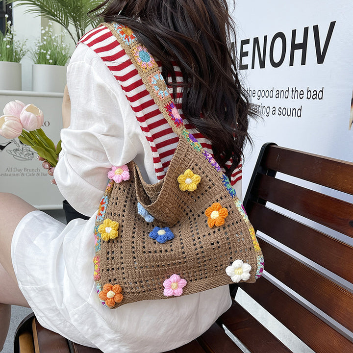 Bohemian Floral Crochet Tote