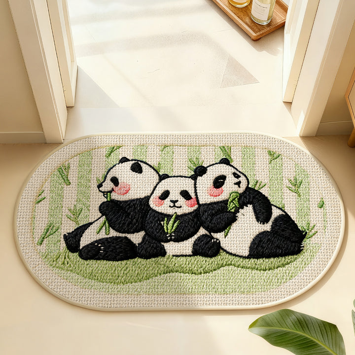 Cute Panda-Themed Indoor Decorative Mat