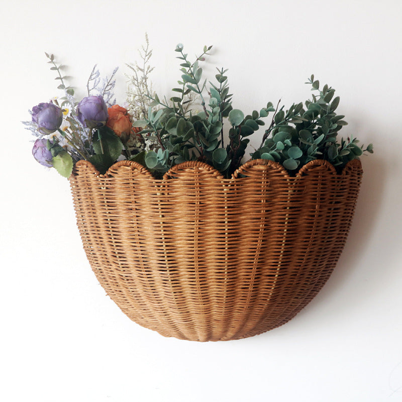 Decorative flower basket made of woven material Kalsten