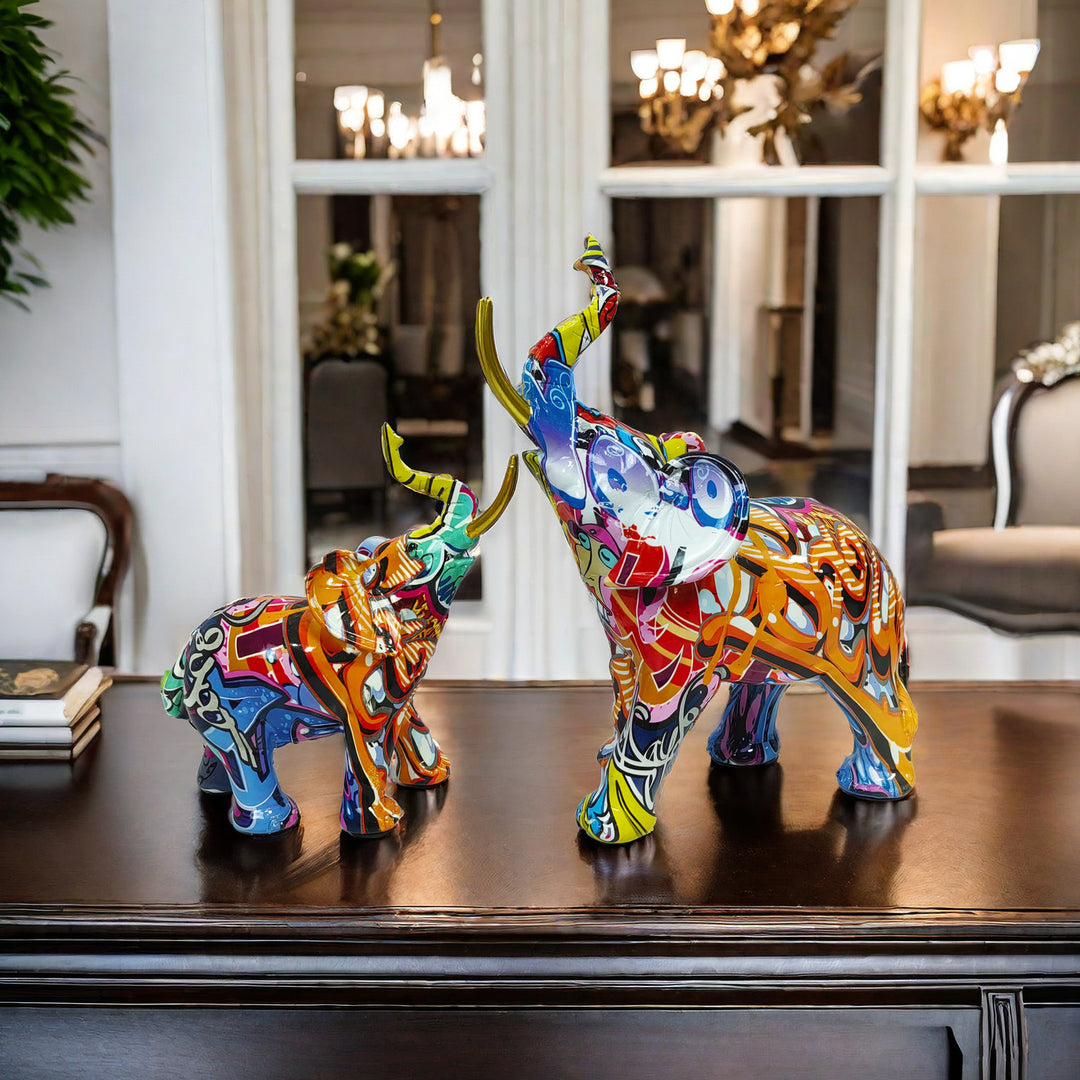 Artistic elephant figure with colorful design Kalsten