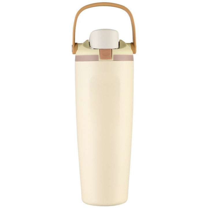 Unisex double-walled vacuum drinking bottle made of stainless steel with one-handed click closure and carrying handle Kalsten