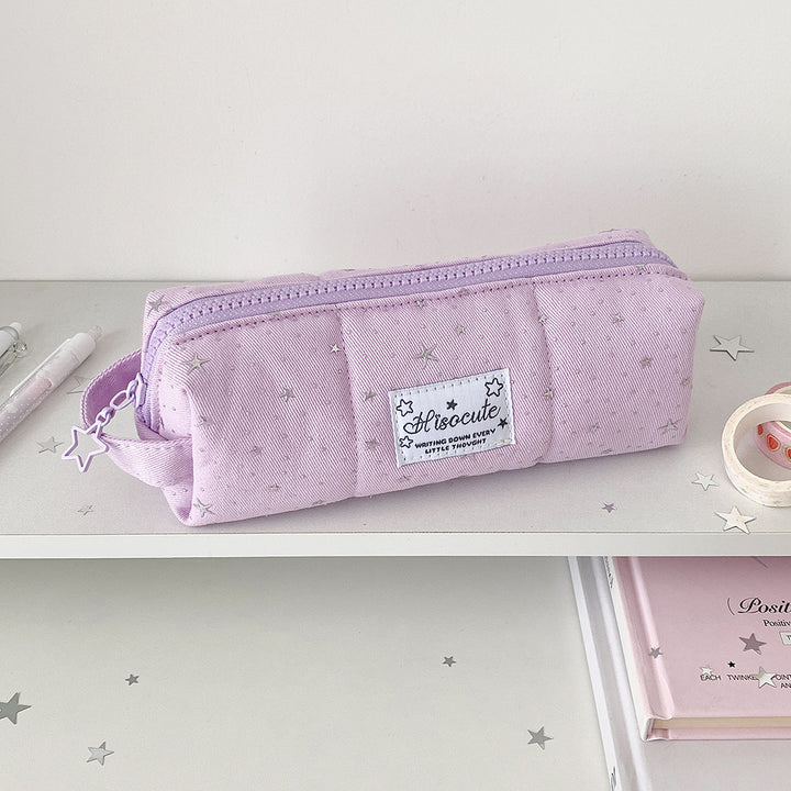 Star Patterned Canvas Pencil Case