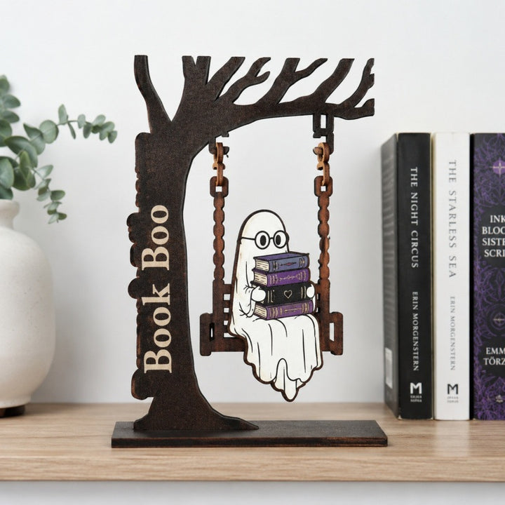 Whimsical Halloween Ghost and Cat Decoration Kalsten
