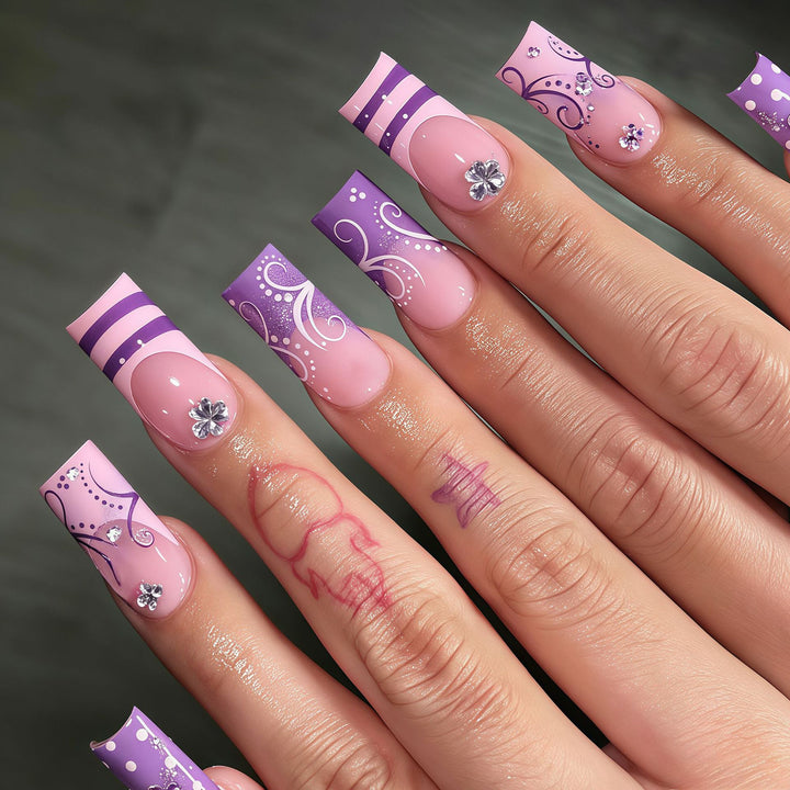 Decorative Long Acrylic Nail Art Tips Kalsten
