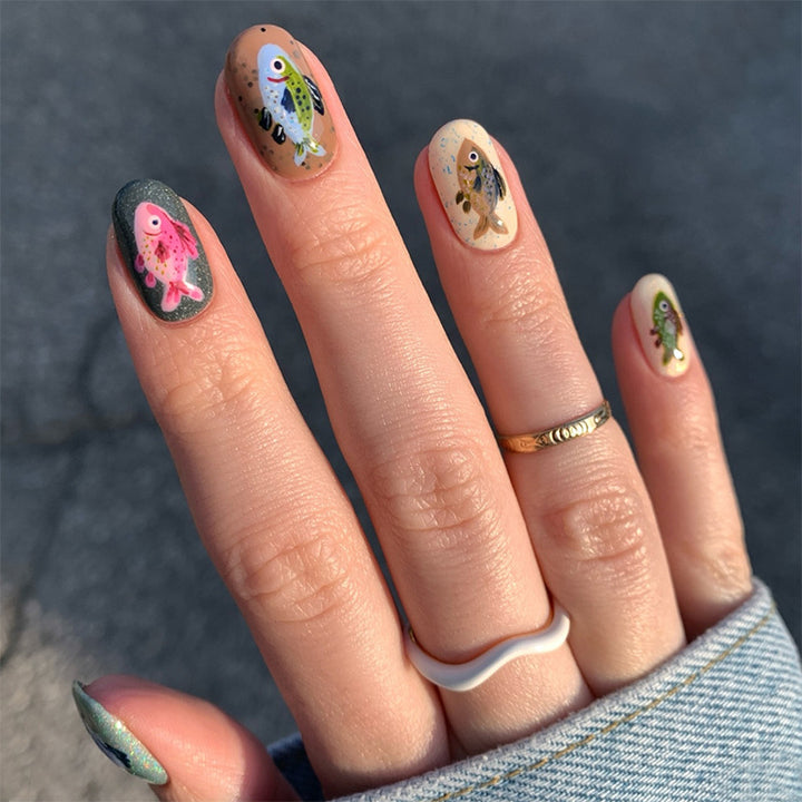 Creative Press-On Nail Art Set with Unique Insect Designs kalsten