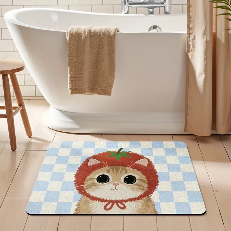 Cute Cat Print Bath Mat Kalsten
