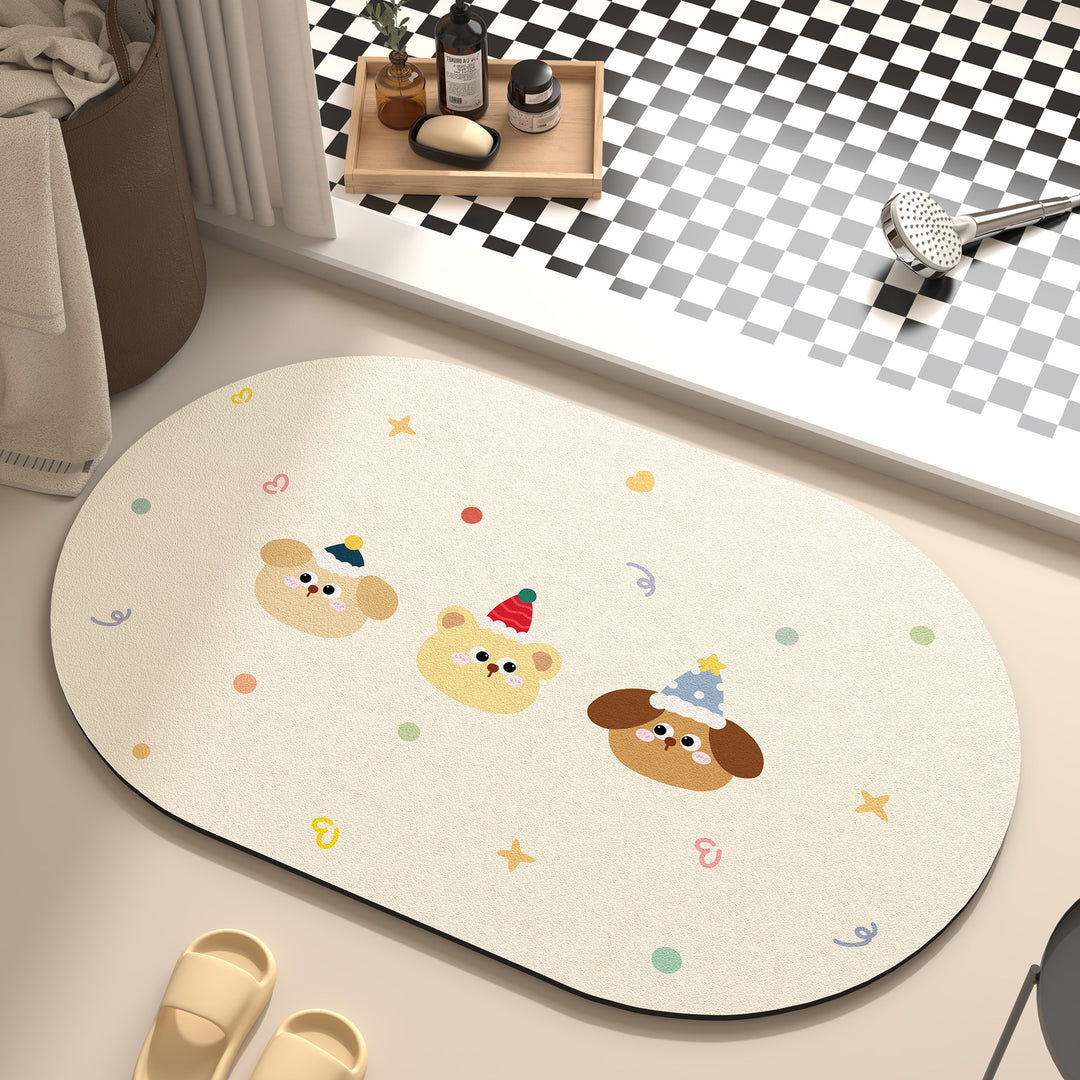 Playful Cartoon Dog-Themed Bath Mat Kalsten