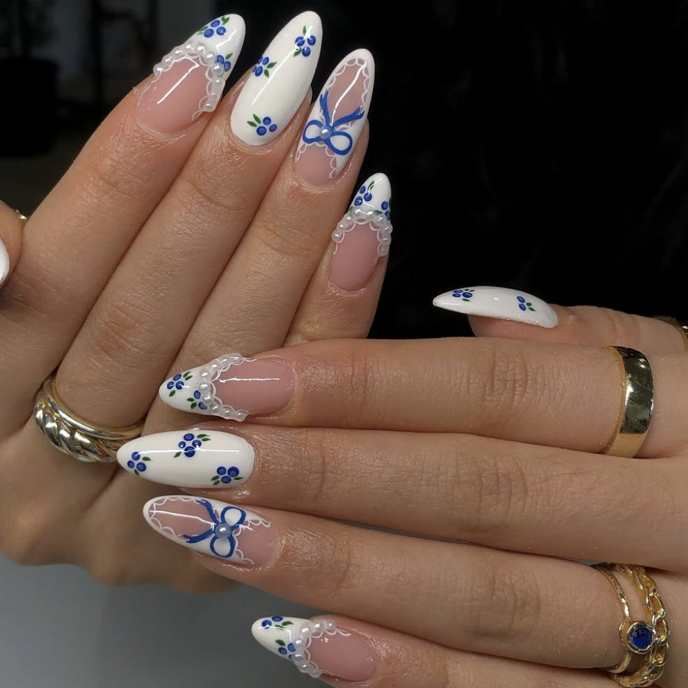 Elegant Floral Lace Tip Nail Art Extensions Kalsten
