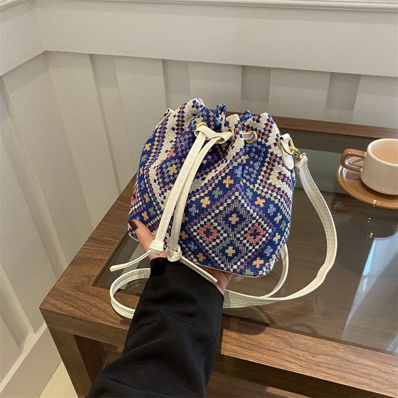 Bohemian Style Drawstring Bucket Bag