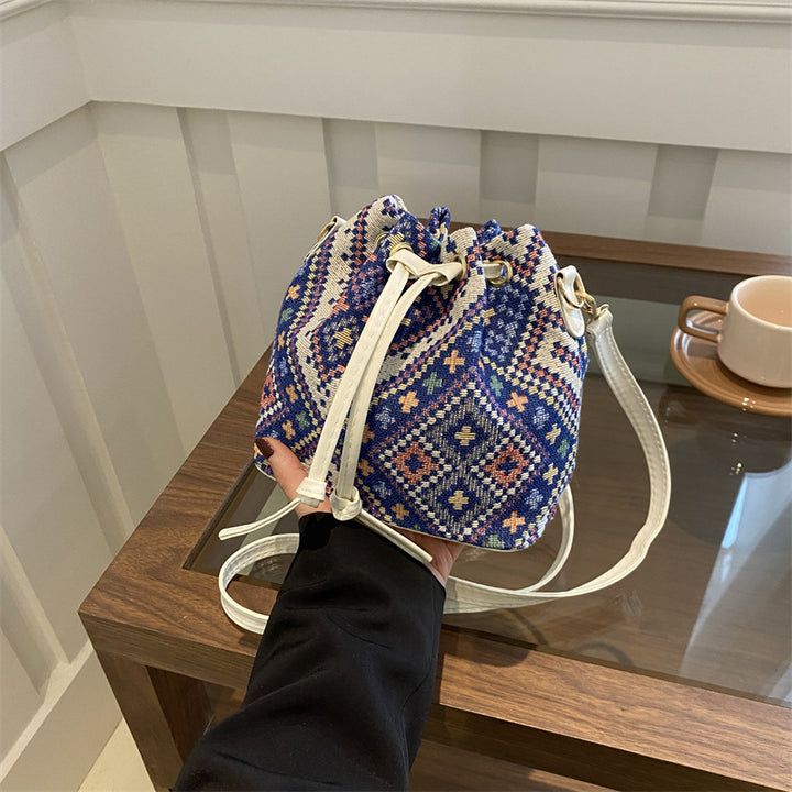 Bohemian Style Drawstring Bucket Bag