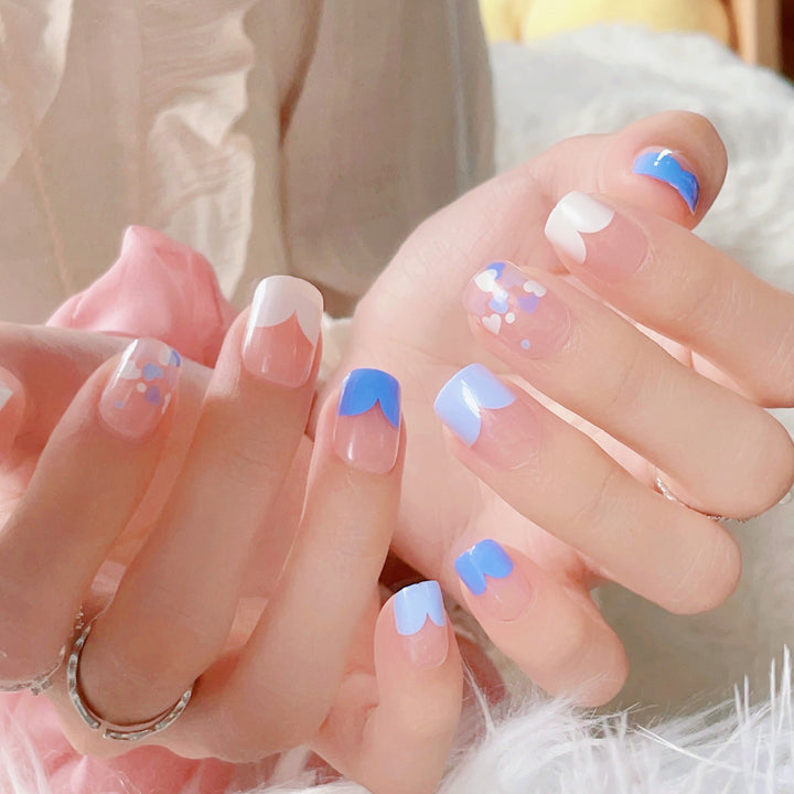 Artistic Press-On Nail Set with Floral Patterns