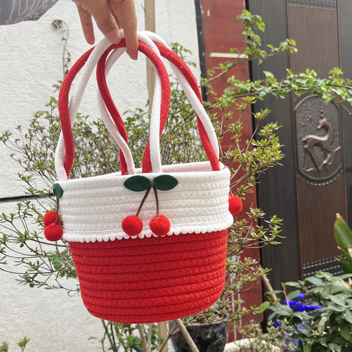 Ladies Playful Storage Basket with Pom-Pom Decoration Kalsten