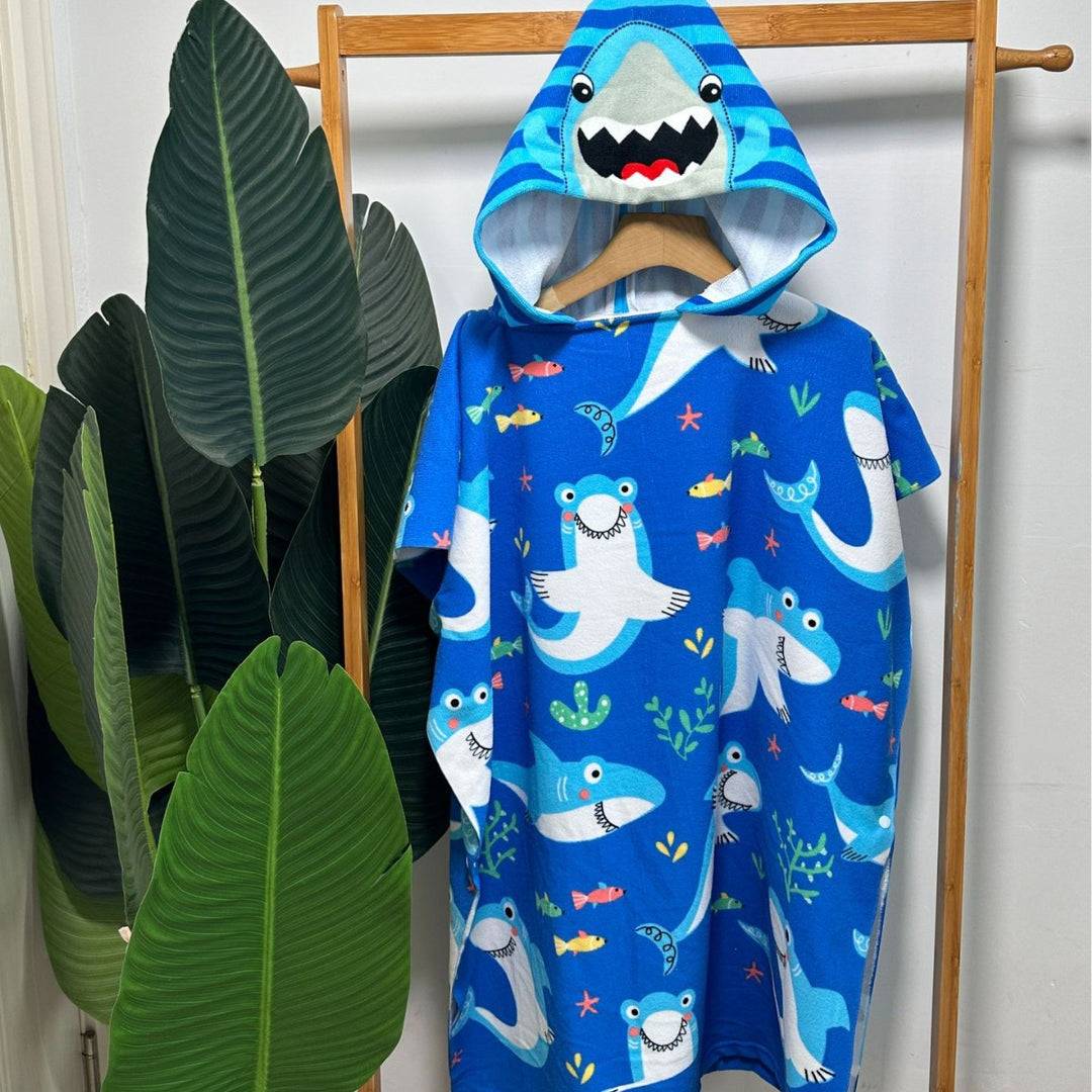 Kids' Shark-Themed Hooded Towel Poncho Kalsten