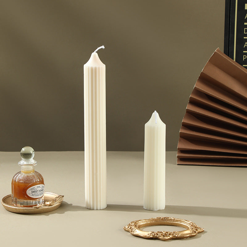 Ribbed Sculptural Column Candle Set