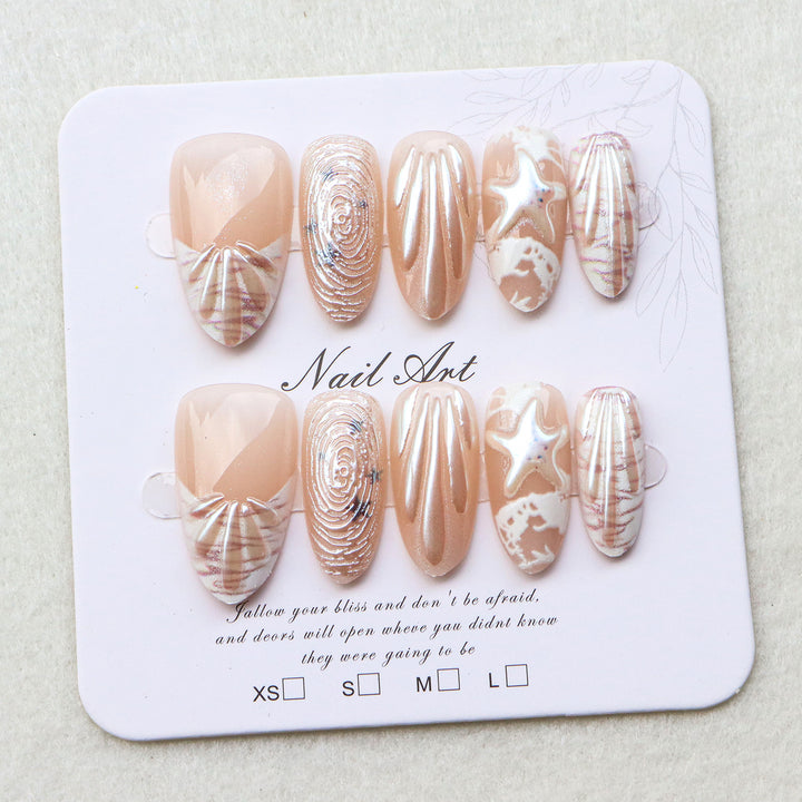Textured Shell-Inspired Press-On Nail Set