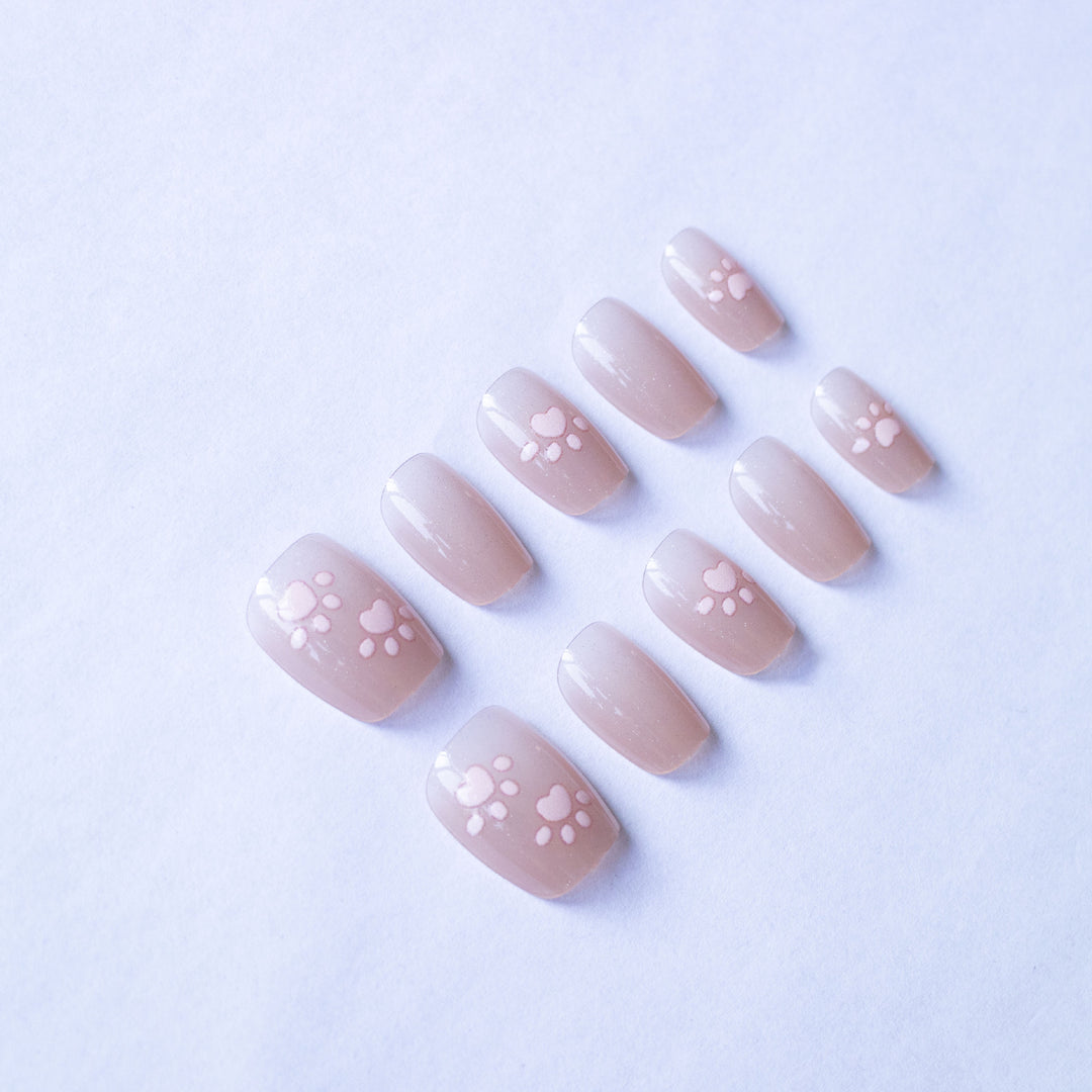 Playful Heart Paw Pattern Nail Art
