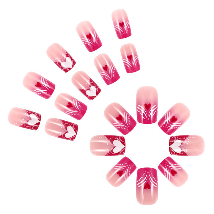 Heart-Embellished Press-On Nail Art Kalsten