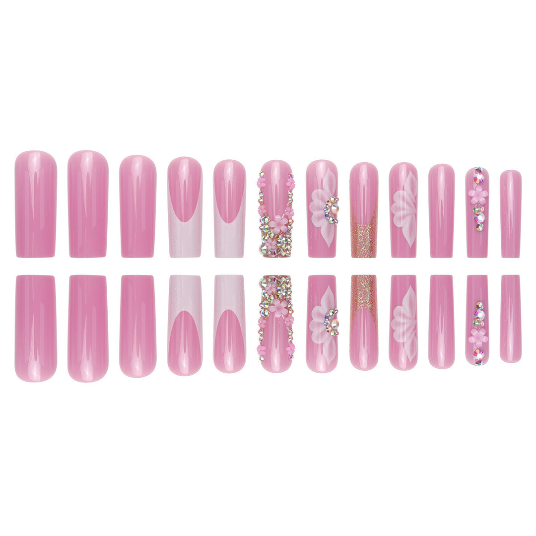 Decorative Floral Long Stiletto Nails Kalsten