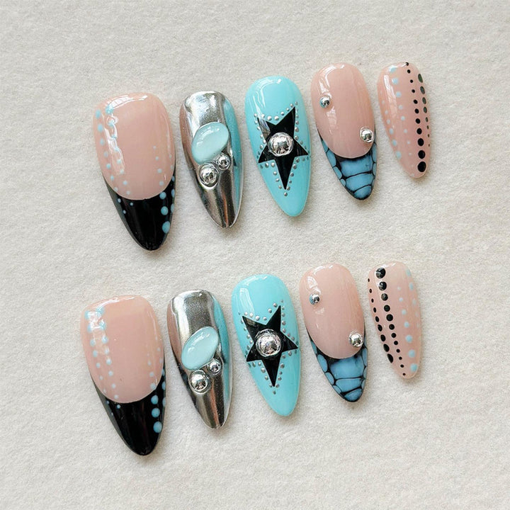 Artistic Press-On Nail Collection with Decorative Elements Kalsten