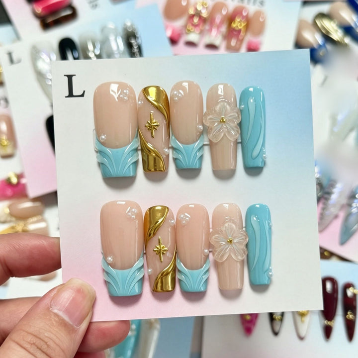 Artistic Floral Press-On Nail Set  1791774397