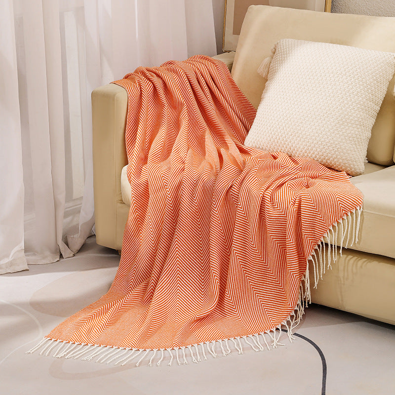 Luxury Herringbone Pattern Throw Blanket Kalsten