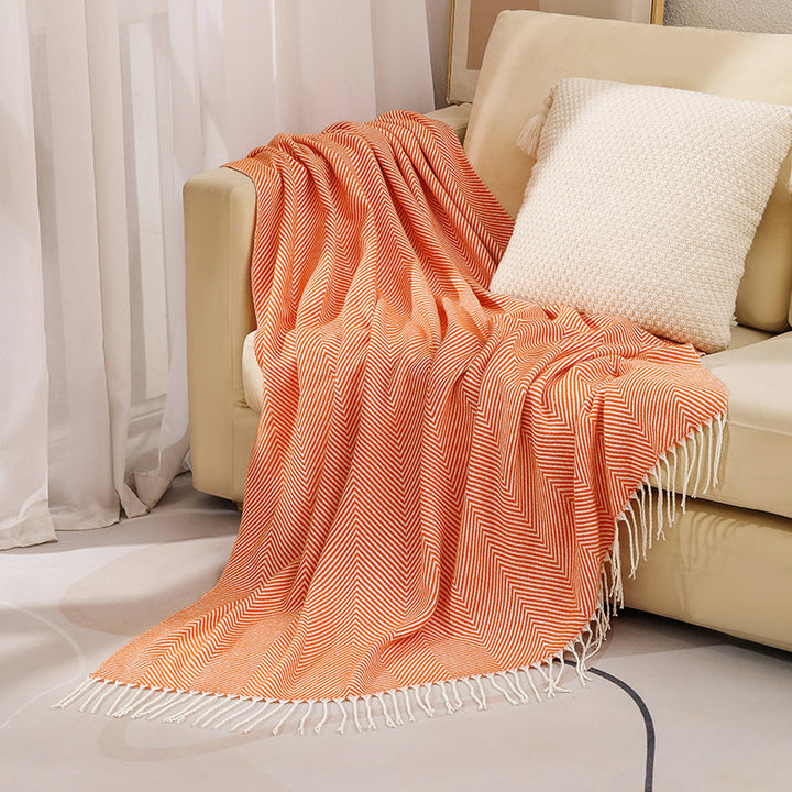 Luxury Herringbone Pattern Throw Blanket Kalsten