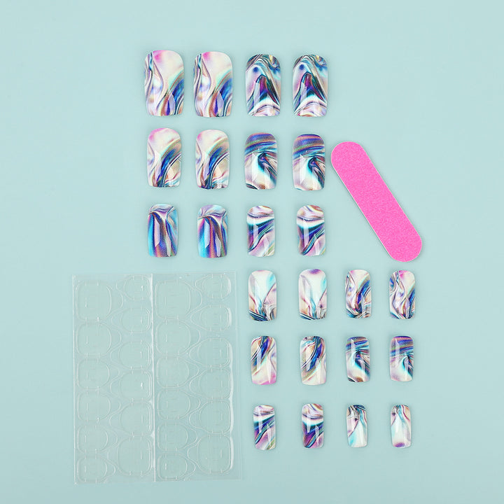 Artificial nail set in modern marble design Kalsten