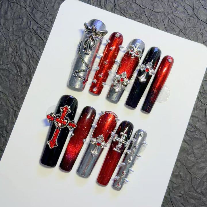 Gothic-Themed Decorative Press-On Nail Art Set