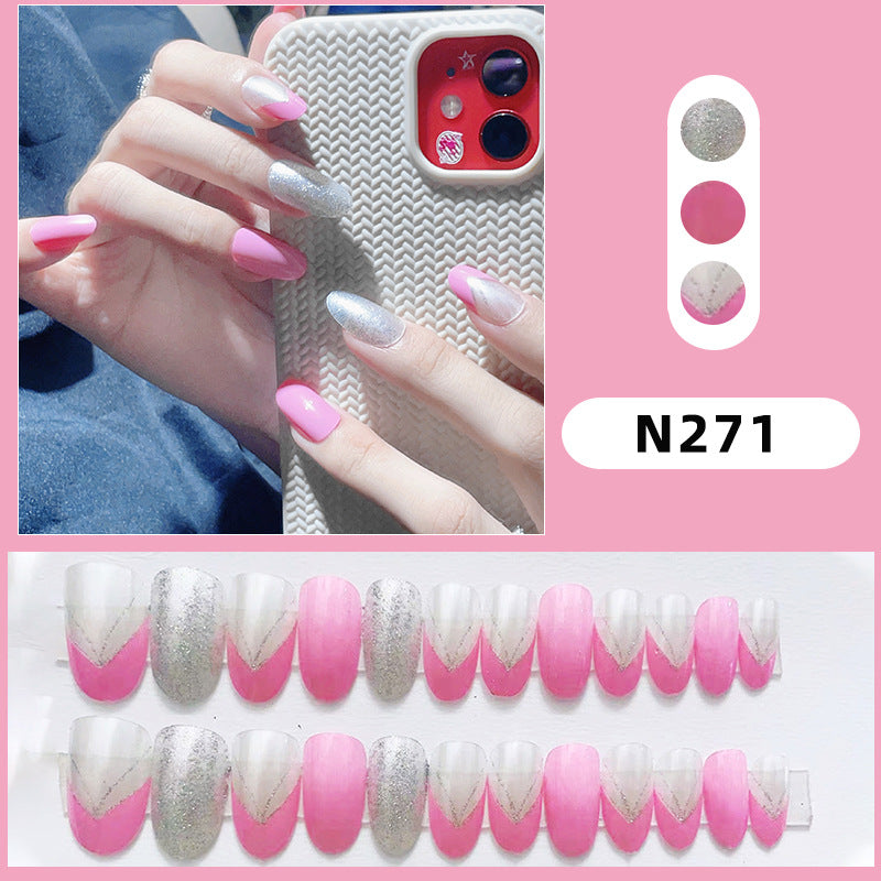 Press-On Nail Art Set with Glitter and Gradient Finish