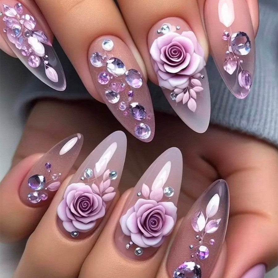 Acrylic nail set with crystal design and sparkling accents Kalsten