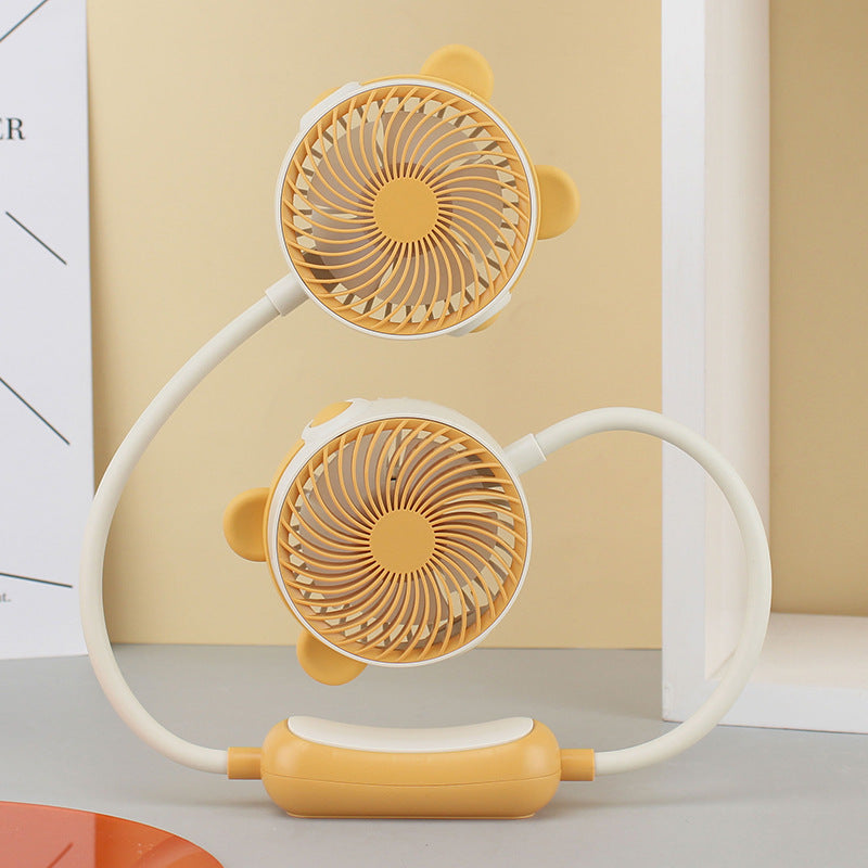 Unisex portable double fan neck fan with flexible gooseneck and rechargeable battery Kalsten