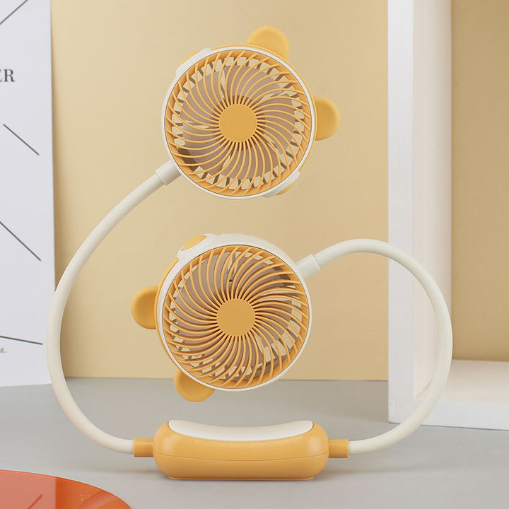 Unisex portable double fan neck fan with flexible gooseneck and rechargeable battery Kalsten