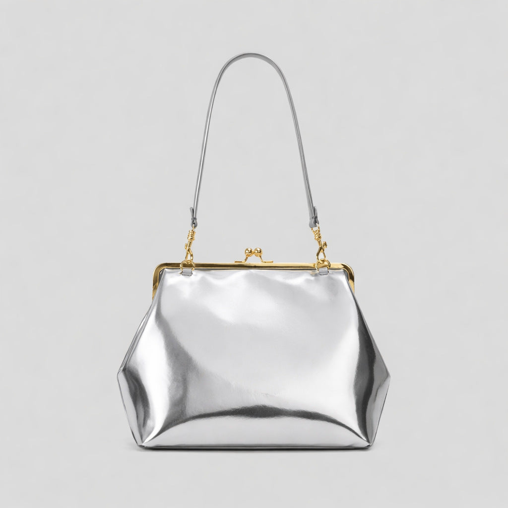 Elegant Glossy Crocodile-Effect Handbag