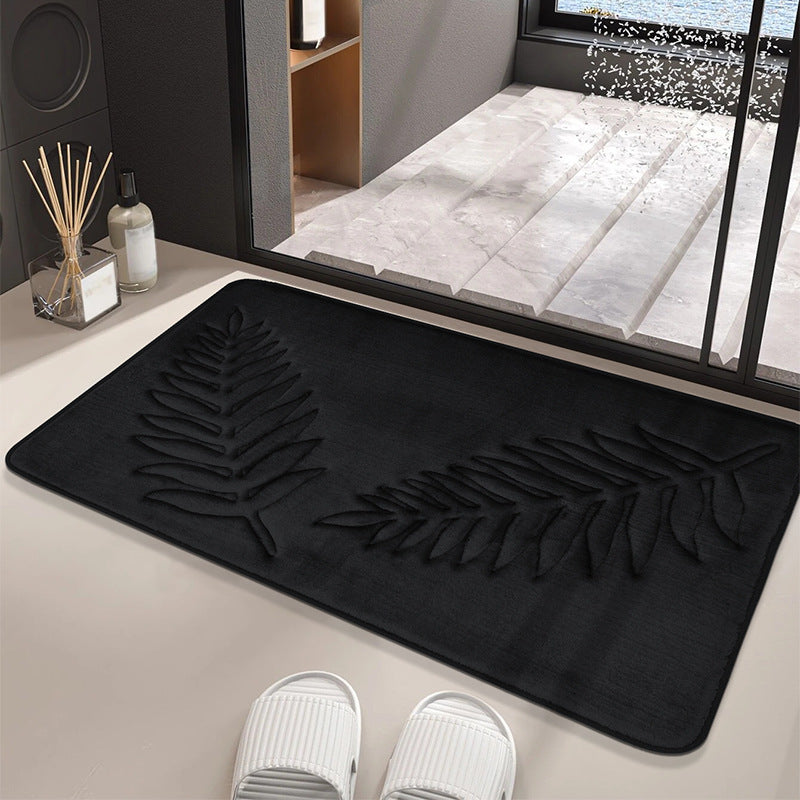 Plush Tropical Leaf Bath Mat for Bathroom