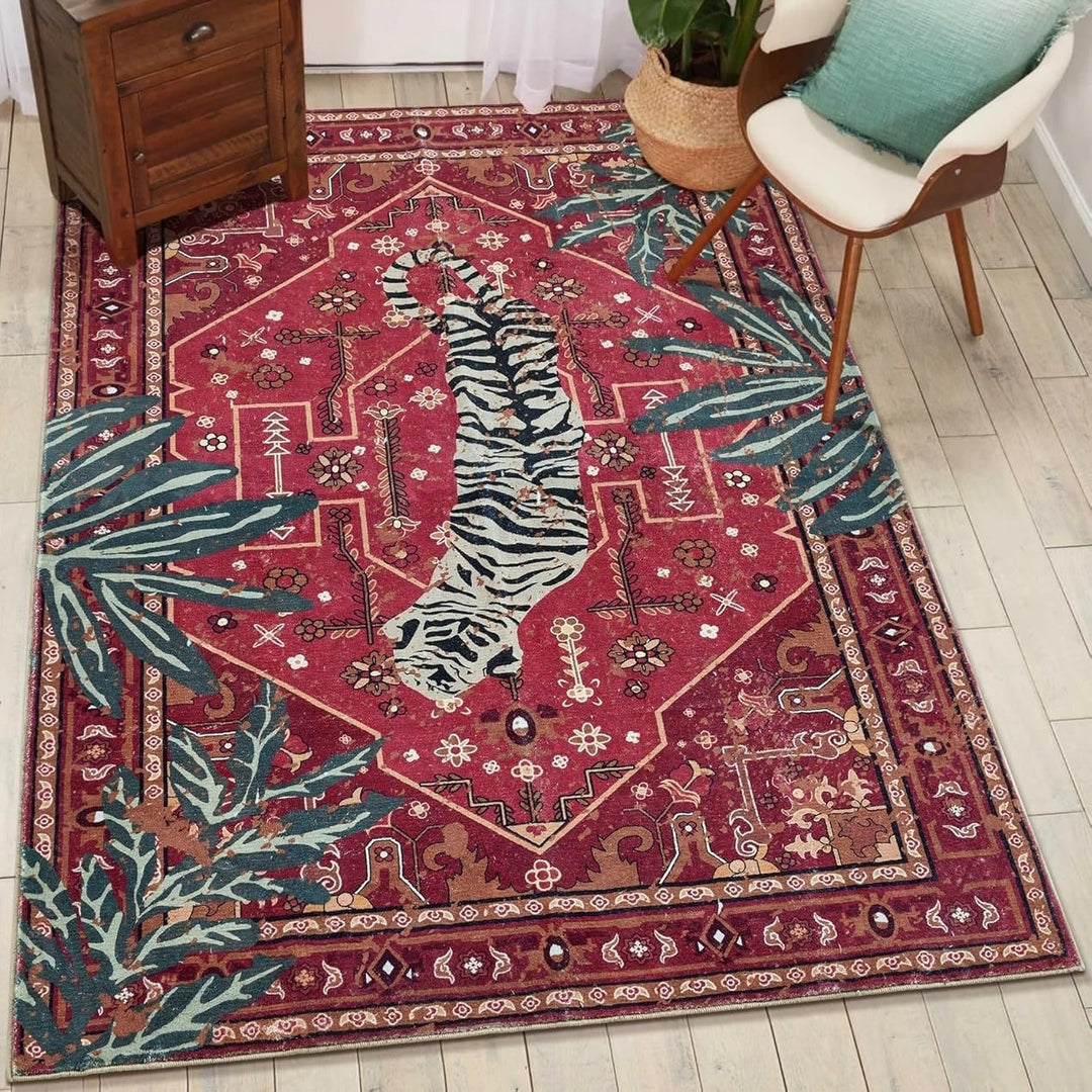 Artistic Tiger Print Area Rug Kalsten