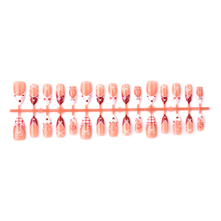 Decorative Press-On Nail Art Set with Bow and Heart Designs Kalsten