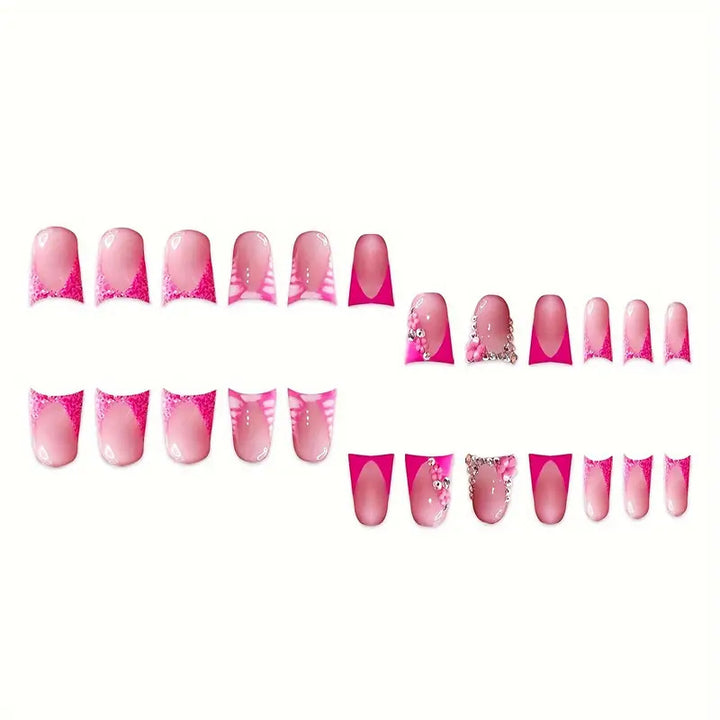 Glamorous Nail Art Set with Floral and Rhinestone Accents Kalsten