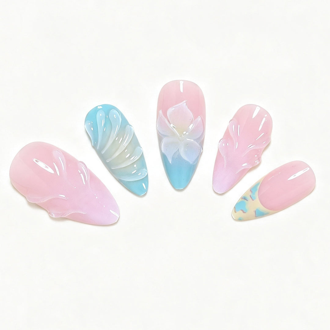Elegant Floral Sculpted Nail Art Tips Kalsten