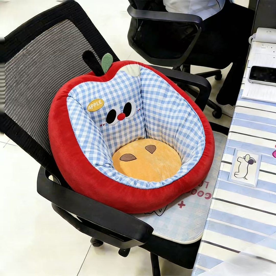 Soft baby chair with apple motif and ergonomic support cushion