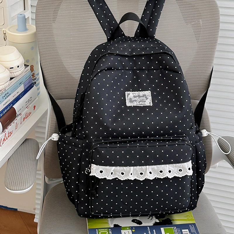 Playful Polka Dot Printed Backpack Kalsten