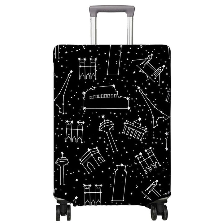 Unisex nan elastic Suitcase Cover with urban Doodle pattern, zipper and all-round protection for 4-wheel trolleys Kalsten