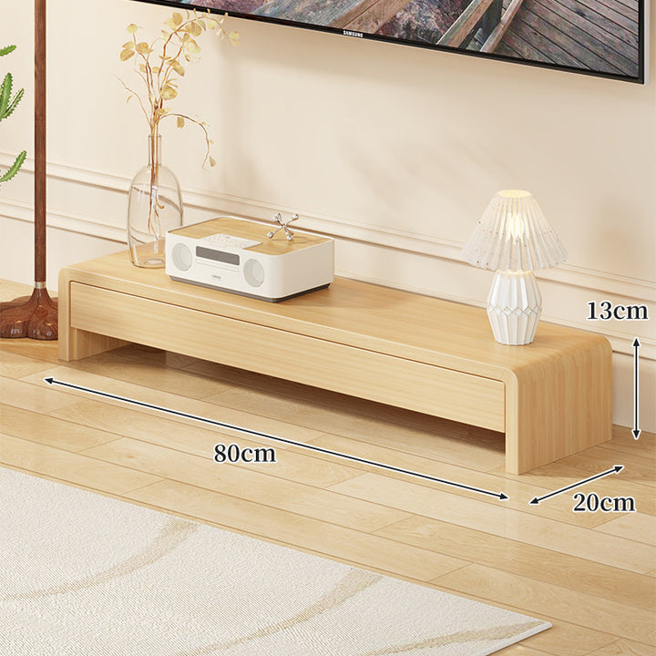 Low Solid Wood TV Media Console Bench with Open Rectangular Legs