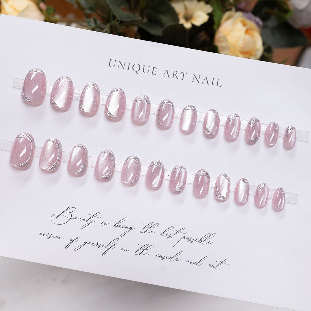 Decorative Press-On Nail Set with Unique Art Designs