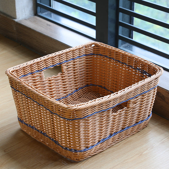 Versatile Woven Storage Basket with Cutout Handles Kalsten