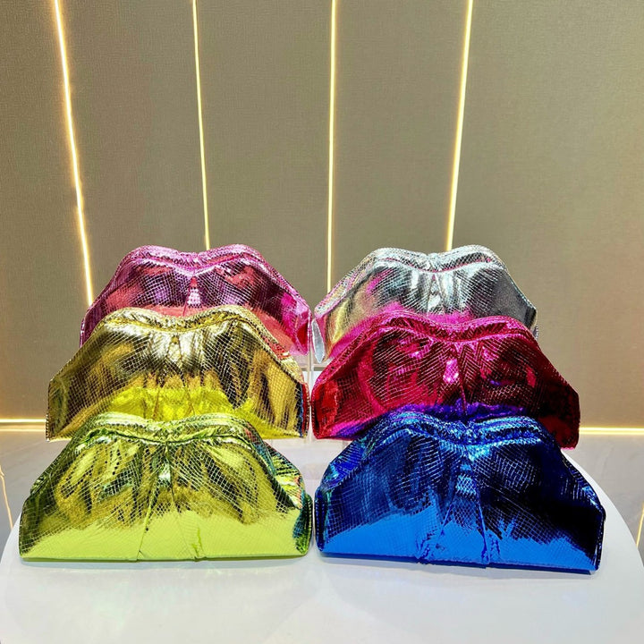 Metallic Gathered Clutch