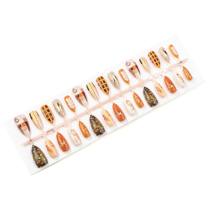 Autumn-Inspired Decorative Press-On Nail Art Kalsten