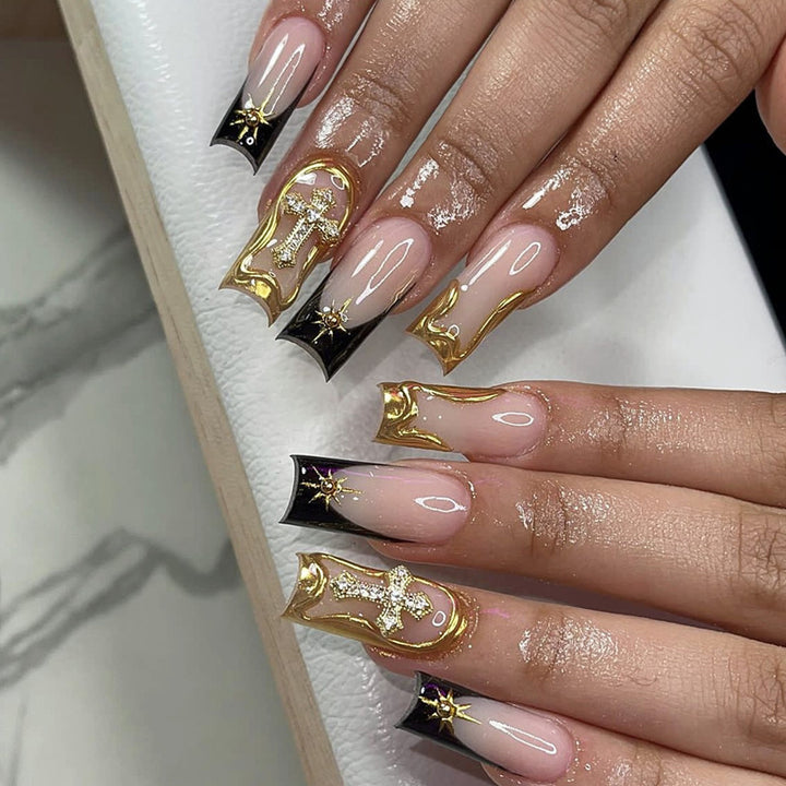 Designer artificial nail set with glamorous decorations Kalsten