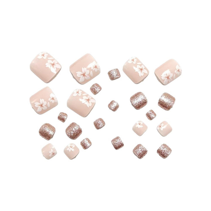 Artificial nail set with floral and glittering accents Kalsten