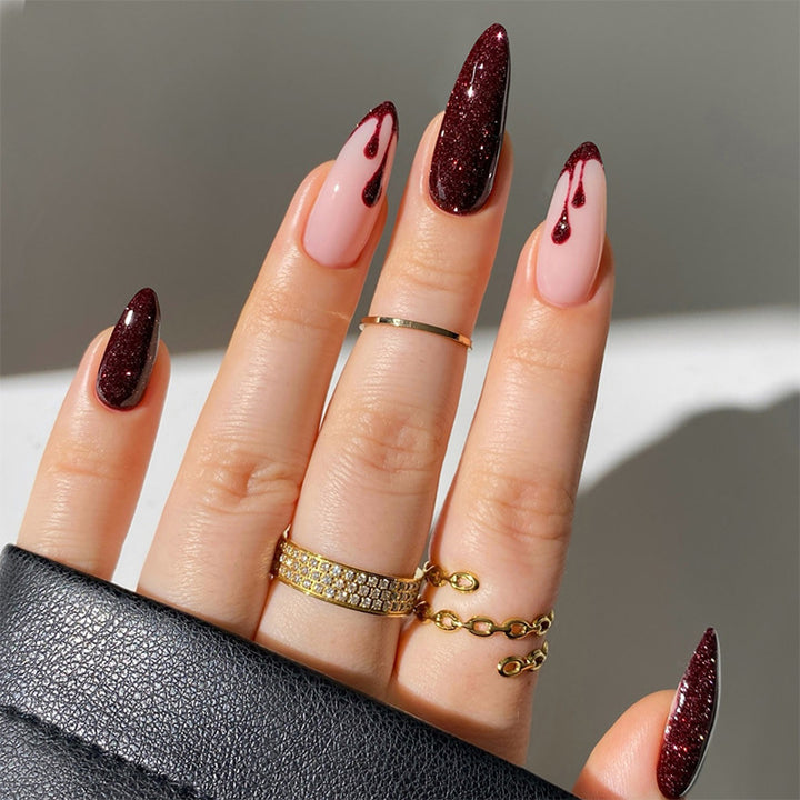 Luxurious artificial nail set with glamorous glitter Kalsten
